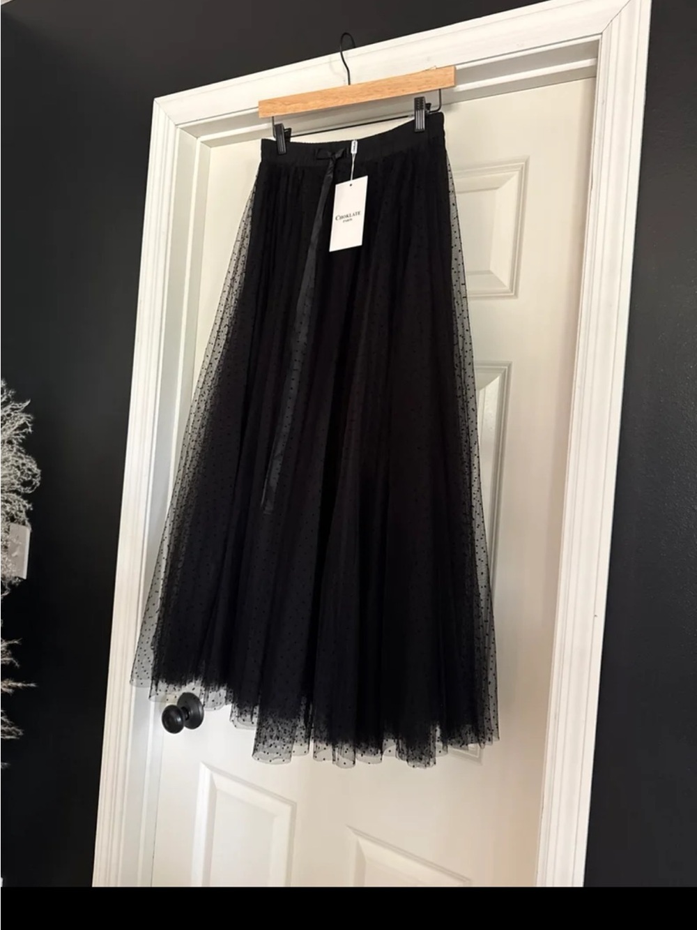 NWT CHOKLATE PARIS Aria skirt in dotted tulle in Black size Medium - Picture 7 of 12